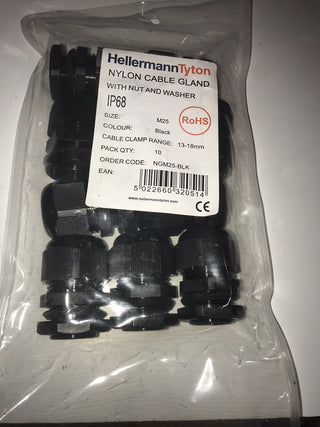 HellermannTyton NGM25-BLK M25 Kabelverschraubung 13-18mm Schwarz (Pack 102