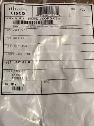  Cisco CP-PWR-CORD-CE StromKabel Strom IEC 60320 C132