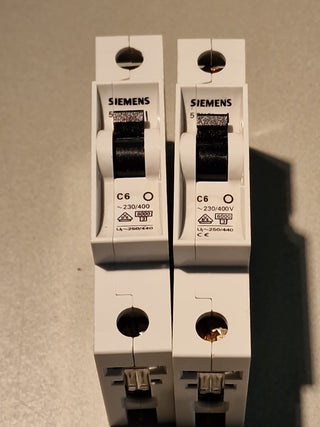 2x SIEMENS 5 SX21 ICE 60898 C6 400V Leitungsschutzschalter #114