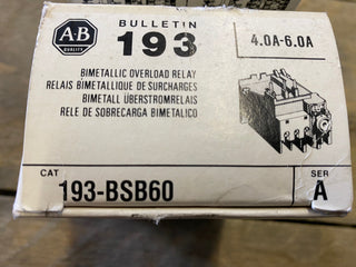 Allen Bradley 193-BSB60 Überlastrelais Motorschutz 4,0-6,0A – Neu ohne OVP0