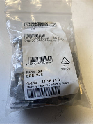 50x Phoenix Contact EBS 3-8 Einlegebrücke 3118148 Brücke 3-polig Grau OVP NEU