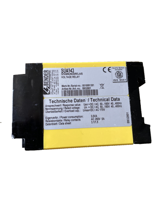 Bender Spannungsrelais SUA143 (B9328xx) - Voltage Relay - Guter Zustand1