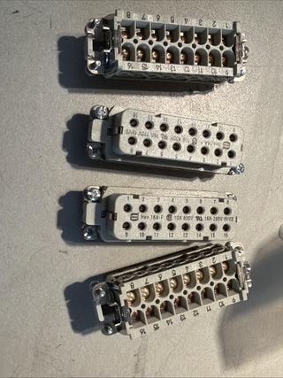 4x HARTING HAN 16A-F 10A 600V Steckverbinder6