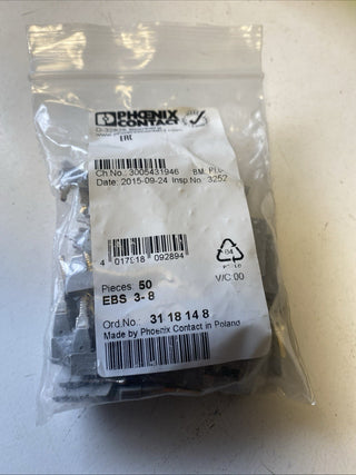 50x Phoenix Contact EBS 3-8 Einlegebrücke 3118148 Brücke 3-polig Grau OVP NEU