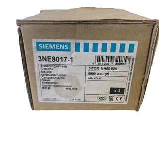 3x Siemens SITOR Sicherung 3NE8017-1 | NH00 | 50A | NEU & OVP1