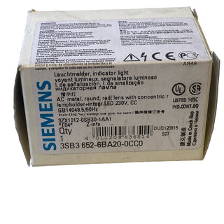 SIEMENS 3SB3652-6BA20-0CC0 KONTROLLLEUCHTE, 22MM, RUND, METALL, ROT, LINSE,1