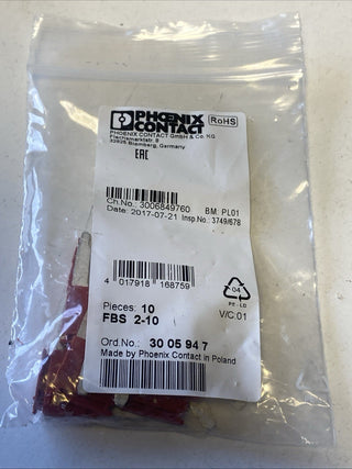 10x Phoenix Contact FBS 2-10 Steckbrücke (3005947) – NEU & OVP