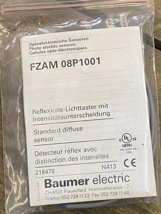 Baumer FZAM 08P1001 Reflexions-Lichttaster | PNP | M8 Miniatur-Sensor0