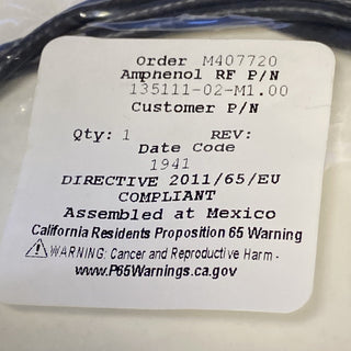 Amphenol RF 135111-02-M1.00 SMA-Koaxialkabel (1,00m) – NEU & OVP6