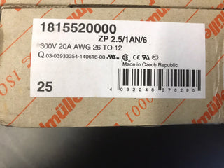 25x Weidmüller ZP 2.5/1AN/6 Steckverbinder – 1815520000 – NEU & OVP0