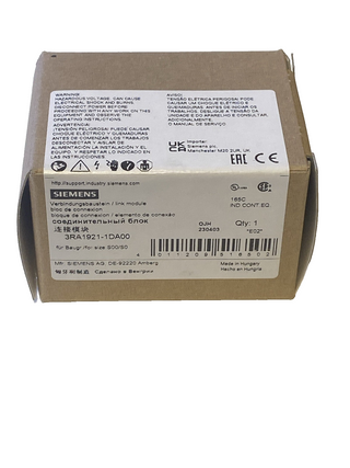 Siemens SIRIUS Verbindungsbaustein 3RA1921-1DA00 NEU OVP EAN 40112095165021
