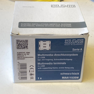 Jung MA A 1153 SW Multimedia-Anschluss 2x USB 2.0 Serie A/AS Schwarz Matt Neu1
