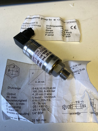 NieuweWeme HT 400 Drucktransmitter | 0-16 bar | 1/4" BSP | NEU1