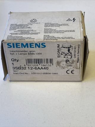 3SB3212-6AA40 - Leuchtmelder mit Lampensockel BA9s Kunststoff, grün, Siemens0
