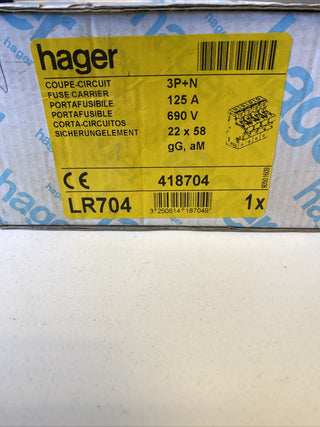 Hager LR704 Zylindersicherungs-Lasttrennschalter – 4-polig, 125A, NEU2