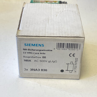 Siemens 3NA3836 NH-Sicherungseinsatz NH00 In: 160 A gG Un AC: 500 V 3Stk _0,6_51