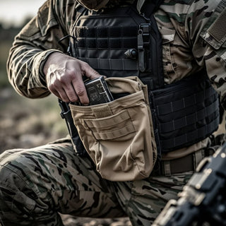 USMC COYOTE MAGAZINE DUMP POUCH, AUFROLLBAR - 8465-01-558-5130 - MOLLE - CIF0