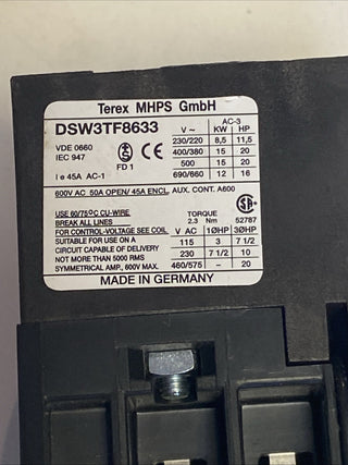 Demag DSW 3TF8633 Wendeschütz / Schützkombination – NEU  – 15kW 32A5