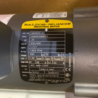 Baldor Reliance CM3534-57 Industriemotor 0,33HP 3~ AC Motor 230/400V NEU3