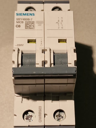 Siemens 5SY6506-7 Leitungsschutzschalter C6A 1P+N 230V Automaten – Neu ohne OVP0