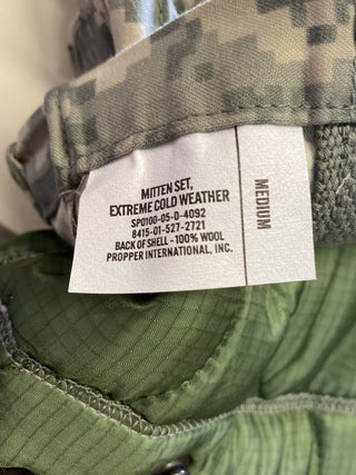 Vintage US Army Militär extrem kaltes Wetter Handschuhe Set Größe Medium mit Fut5