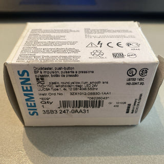 Siemens 3SB3247-0AA31 gelber LED-Leuchtdrucktaster 24V – Neu