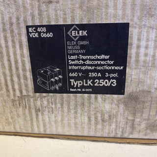 Elek Norm Systeme LK250/3 Lasttrennschalter 250A 660V 3-polig | NEU / NOS0