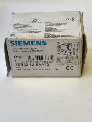 3SB3212-6AA40 - Leuchtmelder mit Lampensockel BA9s Kunststoff, grün, Siemens1