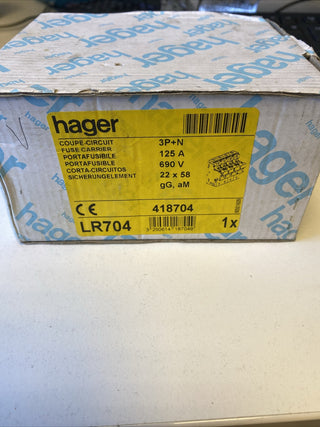 Hager LR704 Zylindersicherungs-Lasttrennschalter – 4-polig, 125A, NEU4
