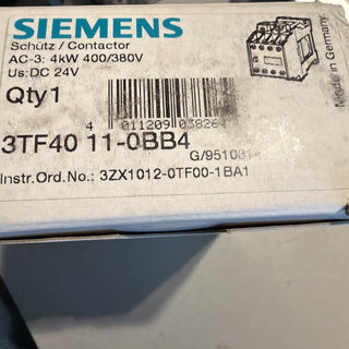 Siemens 3TF40 11-0BB4 Schütz 4KW Spule 24VDC1