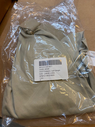 NWT U.S.ARMY ECWCS GEN III SEIDE GEWICHT LONG JOHN BOTTOMS LARGE LONG TAN0