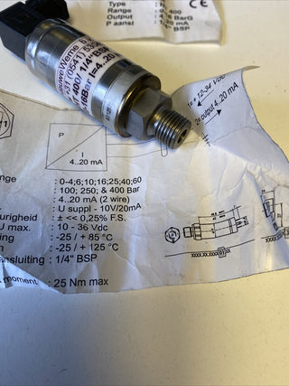 NieuweWeme HT 400 Drucktransmitter | 0-16 bar | 1/4" BSP | NEU7
