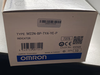 10x Omron M22N-BP-TYA-YE-P Leuchtmelder Gelb 200-240VAC LED Push-In Neu & OVP0