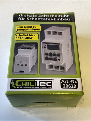 ChiliTec digitale Wochen Zeitschaltuhr für Schalttafel Einbau 230 V max. 3500 W0