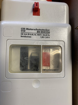 80 506226 CEE 16A NOLTA Drucktaster Motorschutzstecker 1,00-1,60A4