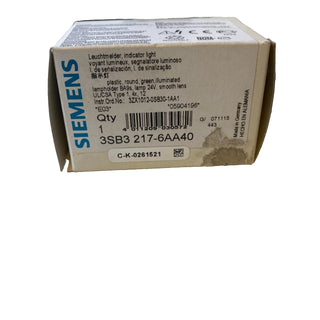 Siemens 3SB3217-6AA40 Leuchtmelder 22mm 24V AC/DC grün neu OVP1