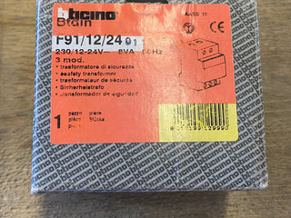 Bticino Sicherheitstransformator 12/24V 8VA F91/12/24 Klingeltrafo Hutschiene0
