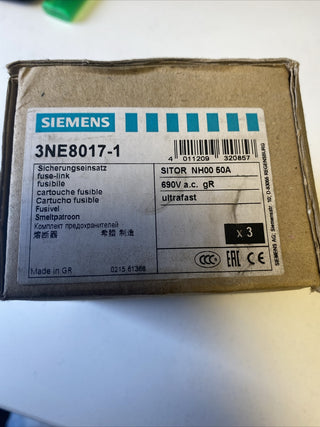 Siemens 3NE8017-1 SITOR Sicherungseinsatz 50A Gr.00 neu1