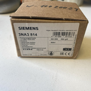 3x Siemens SENTRON NH-Sicherungseinsatz NH000 35A gG 500V (3NA3814) – NEU & OVP