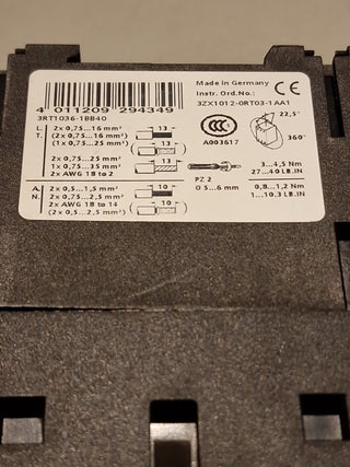 Siemens SIRIUS Leistungsschütz 3RT1036-1BB40 | Baugröße S2 | 22kW | 24V DC | Geb5