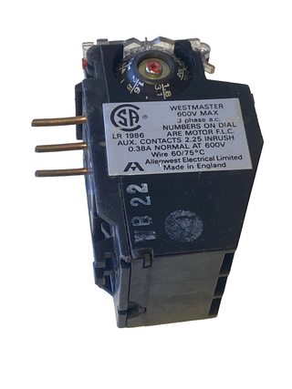 Allen West Überlastrelais / Schütz 600V 3-Phase AC LR 1986 | 0,38A | Vintage0