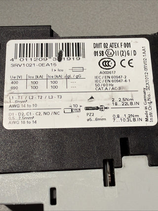 Siemens Sirius 3rv1021-0EA152