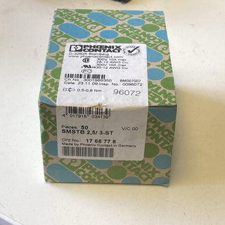 50x Phoenix Contact 1768778 SMSTB 2,5/ 3-ST Leiterplattenstecker 3-polig 5mm NEU
