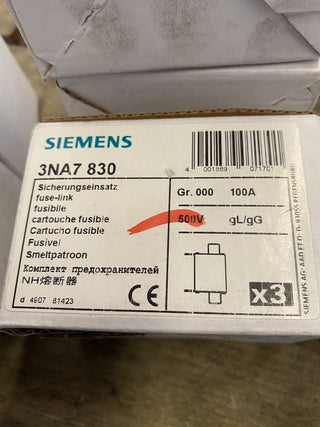 Siemens 3NA7830 Sicherungseinsatz Sicherungsgröße = 000 100A 500 V/AC, 250 V/DC 0
