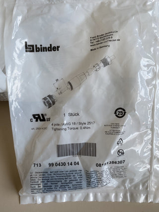 Binder 99-0430-14-04 M12 Kabeldose 4-polig A-kodiert IP67 – neu mit OVP0