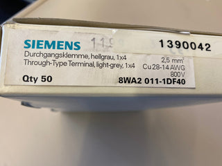 50x Siemens 8WA2011-1DF40 Durchgangsklemme NEU OVP Reihenklemme1