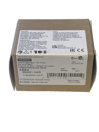 NEU Siemens 3RA2921-1AA00 SIRIUS Verbindungsbaustein 3RV2/3RT2 Gr. S0 OVP1