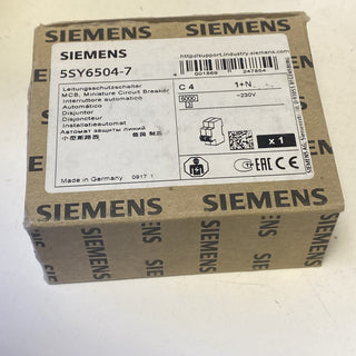 Siemens 5SY6504-7 Leitungsschutzschalter 1P+N C4 6kA NEU1