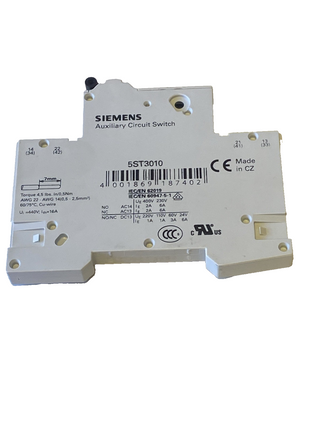 Siemens 5ST3010 Hilfsstromschalter 1NO+1NC 5ST301.AS neu o. OVP1