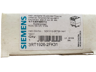 Siemens SIRIUS Zeitverzögerungsblock 3RT1926-2FK31 | 5-100s | 100-127V AC/DC | N0